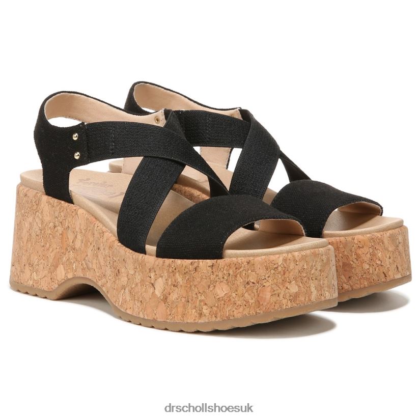 Unisex Dottie Strappy Wedge Sandal 88LBTP201 Dr. Scholl's Black